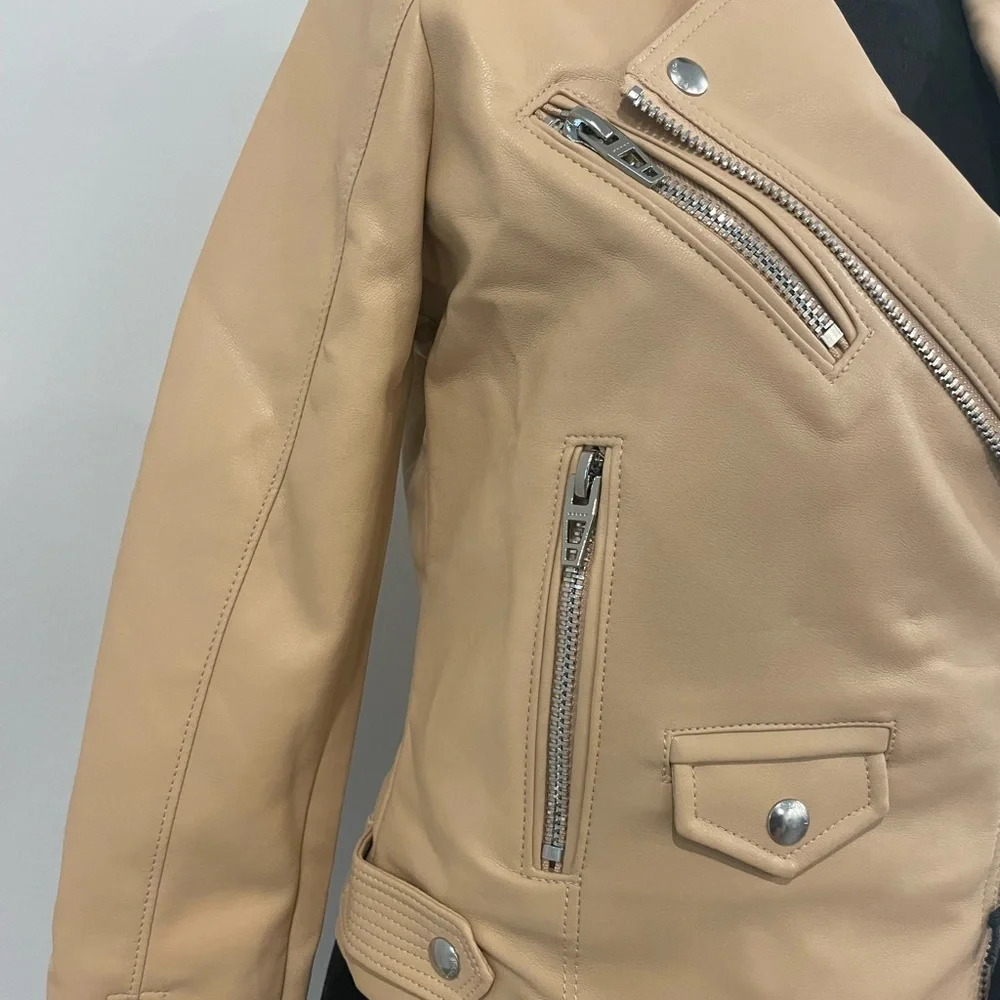 NWT Blank NYC Moto Semi-Fit Jacket In Head To Toe Tan XS - Picture 9 of 14